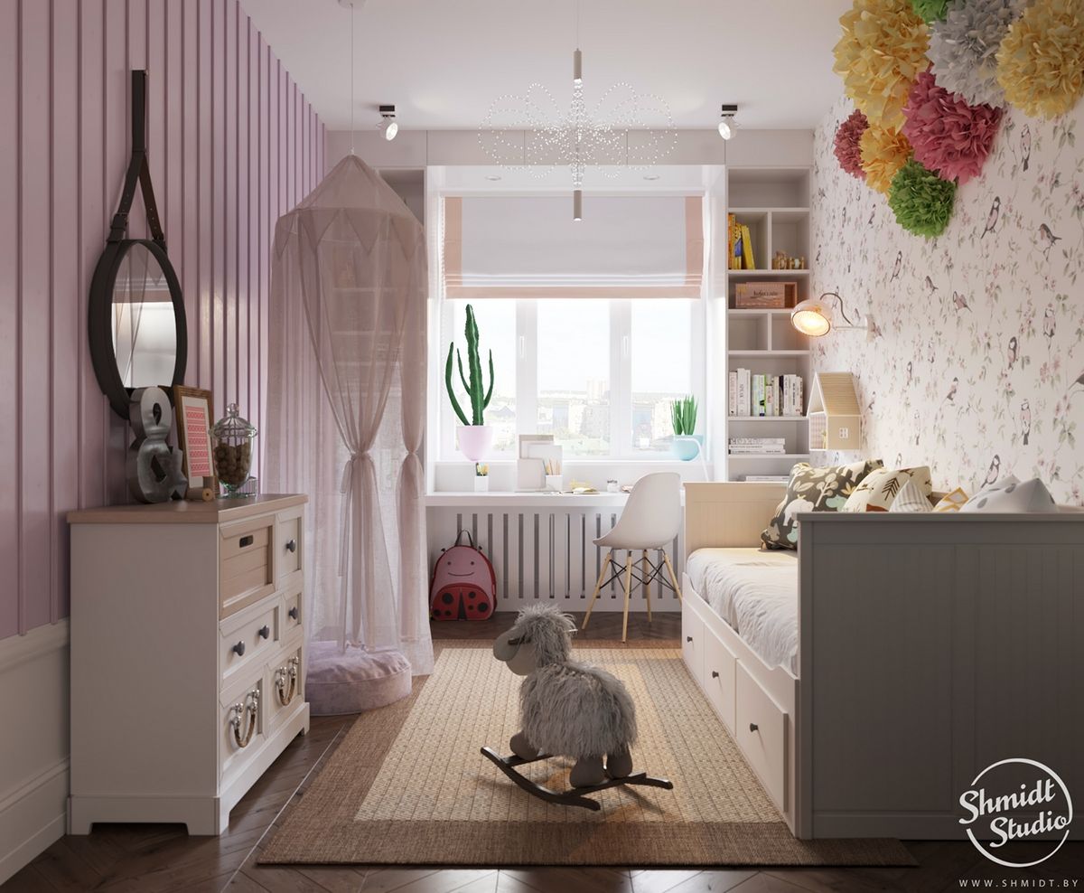 Négyfős család lakása két gyerekszobával - letisztult, változatos skandináv berendezés kellemes színekkel és mintákkal