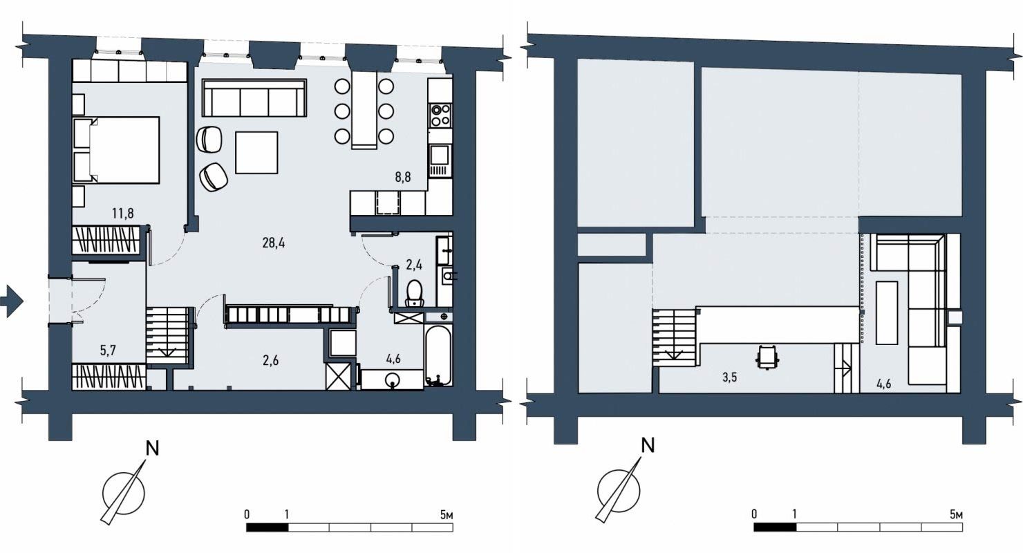 Alaprajz - Fiatal férfi 67m2-es otthona - látványos átalakítás, egyedi megoldások, loft lakás galériával