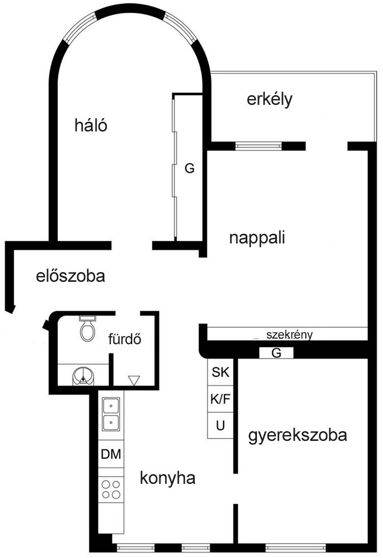 Alaprajz - Otthonos, meghitt hangulat sötét, természetes árnyalatokkal - 68m2-es lakás gyerekszobával