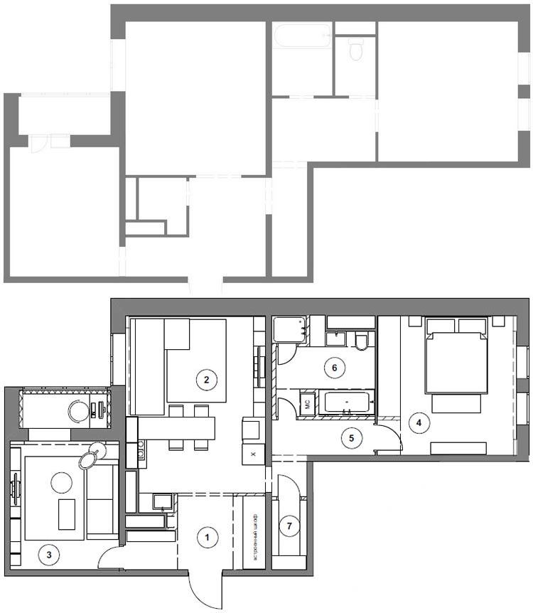 Alaprajz - Panelházban szépet - 73m2-es lakás kellemes színek, textúrák, anyagok kombinációjával