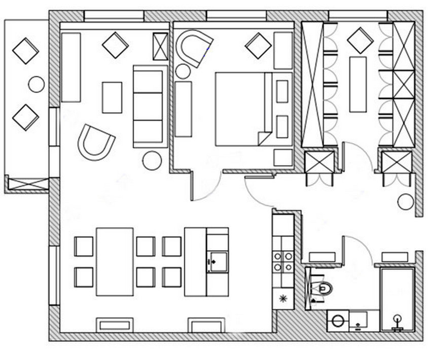 Alaprajz - A hét lakása - idősebb házaspár 80m2-es, szépen, igényesen berendezett otthona, elegáns, franciás stílusban