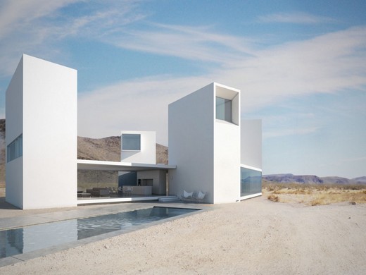 Négyszemű nyaraló a sivatagban, alvótornyokkal négy égtáj felé - Four Eyes House, Edward Ogosta Architecture