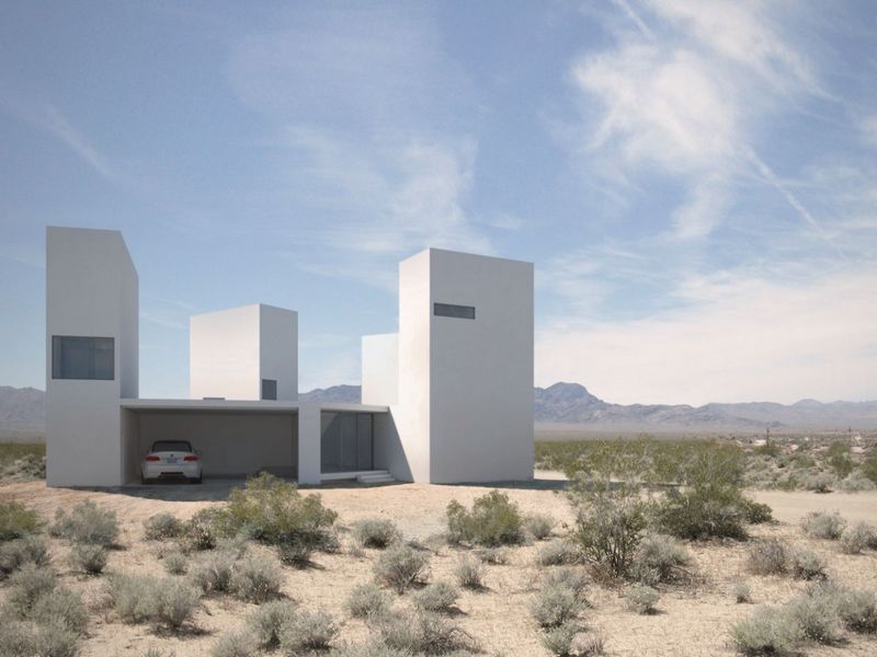 Négyszemű nyaraló a sivatagban, alvótornyokkal négy égtáj felé - Four Eyes House, Edward Ogosta Architecture 2
