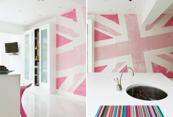 Modern konyha design pink dekorációval - ízlésesen kialakítva