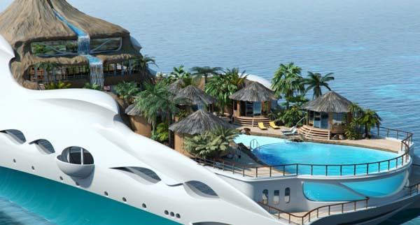 Luxus trópusi yacht sziget koncepció - a megtestesült privát paradicsom