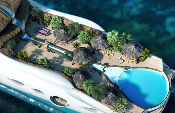 Luxus trópusi yacht sziget koncepció - a megtestesült privát paradicsom