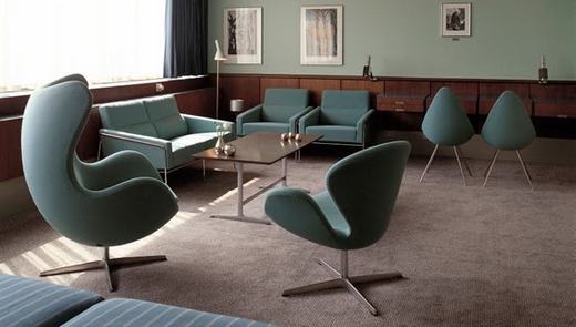 hattyú és tojás fotel Arne Jacobsen építész