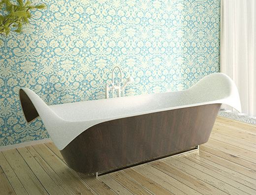 Gyönyörű egyedi Corian és fa fürdőkádak - Bagno Sasso