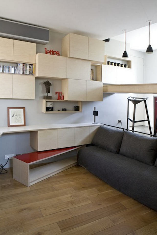 Elrejthető kisasztal - Tökéletesen felszerelt 16nm-es kis lakás - egy nagy lakás hálószobájából kialakítva