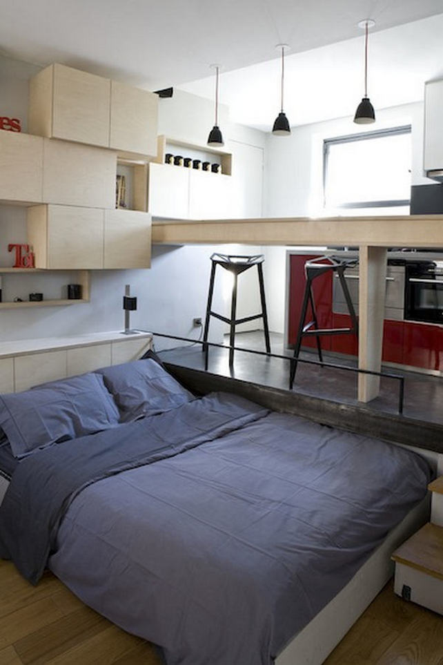 Kihúzható ágy - Tökéletesen felszerelt 16nm-es kis lakás - egy nagy lakás hálószobájából kialakítva