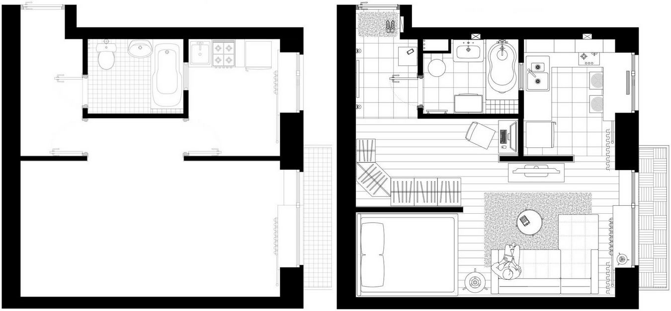 Alaprajz - Tökéletesen berendezett kis otthon - 29m2-es modern legénylakás