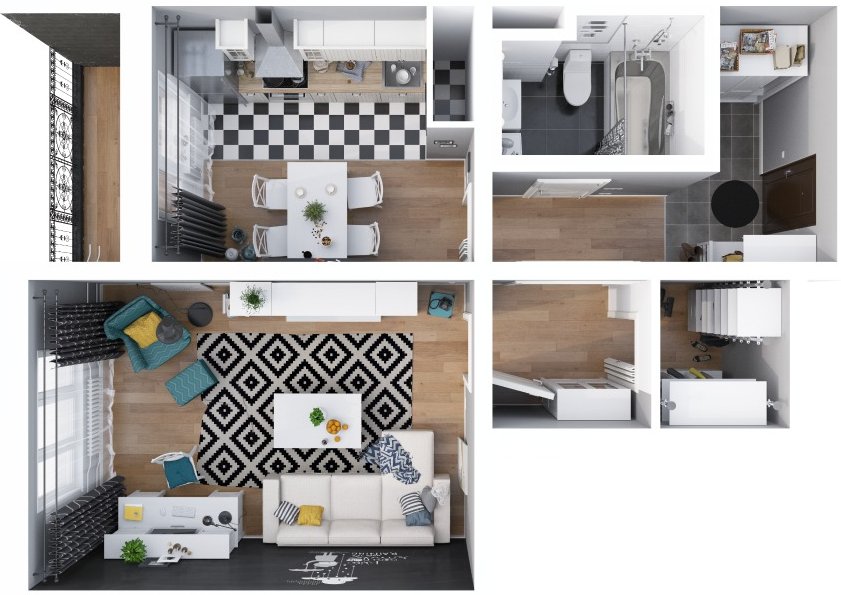 Otthonos, barátságos kis 41nm-es lakás IKEA bútorokkal és táblafestékkel dekorált nappali fallal