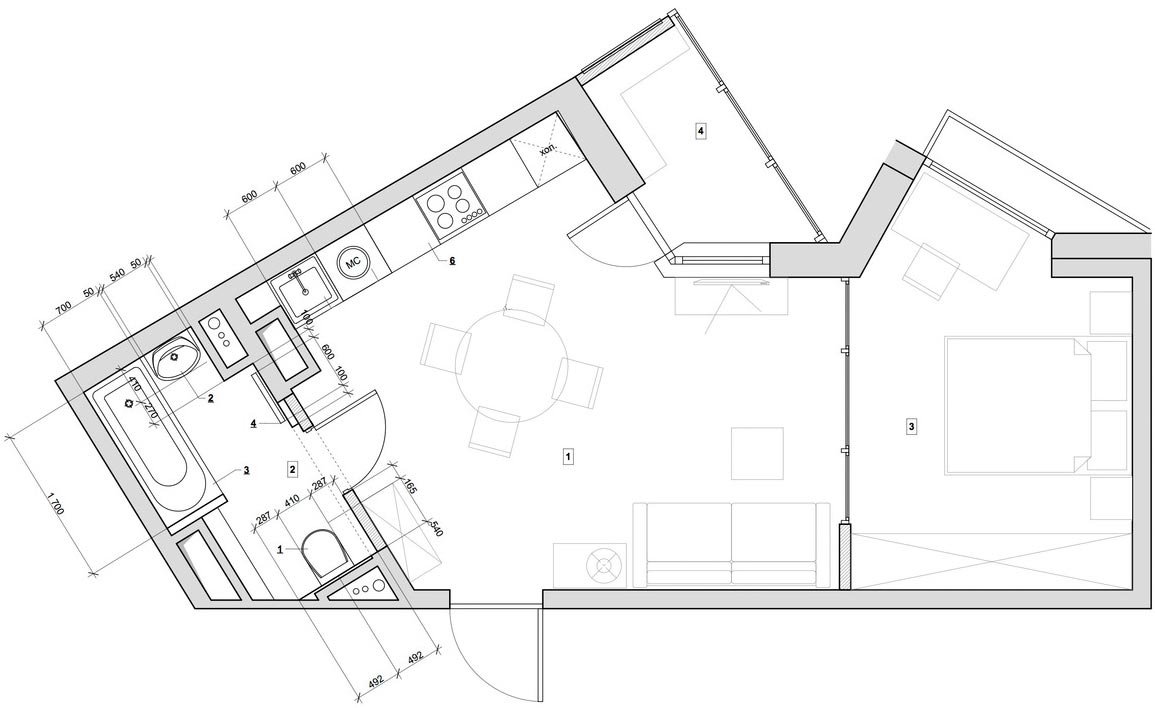 Alaprajz - Fiatal pár új építésű kétszobás, 41m2-es lakása