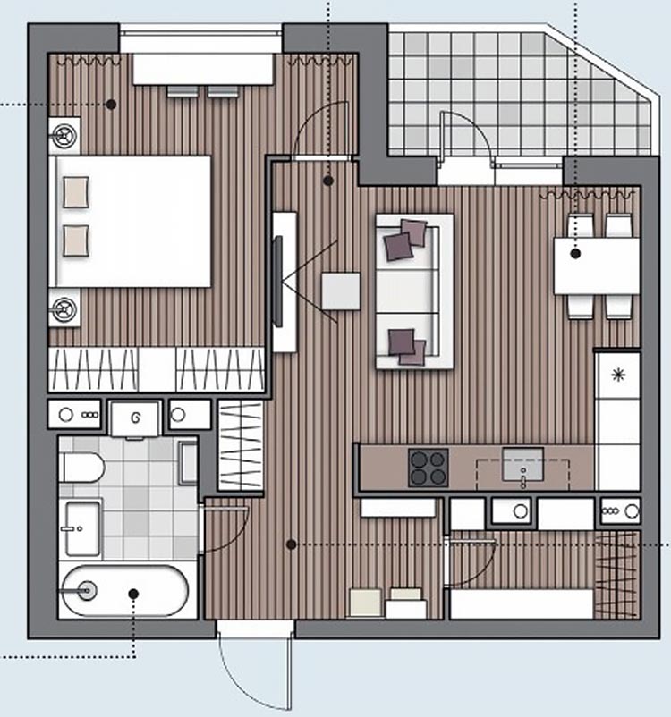 Alaprajz - Meleg családi fészek egy fiatal párnak - 46m2-es kétszobás lakás, kényelmes otthon, amíg nagyobb nem lesz a család
