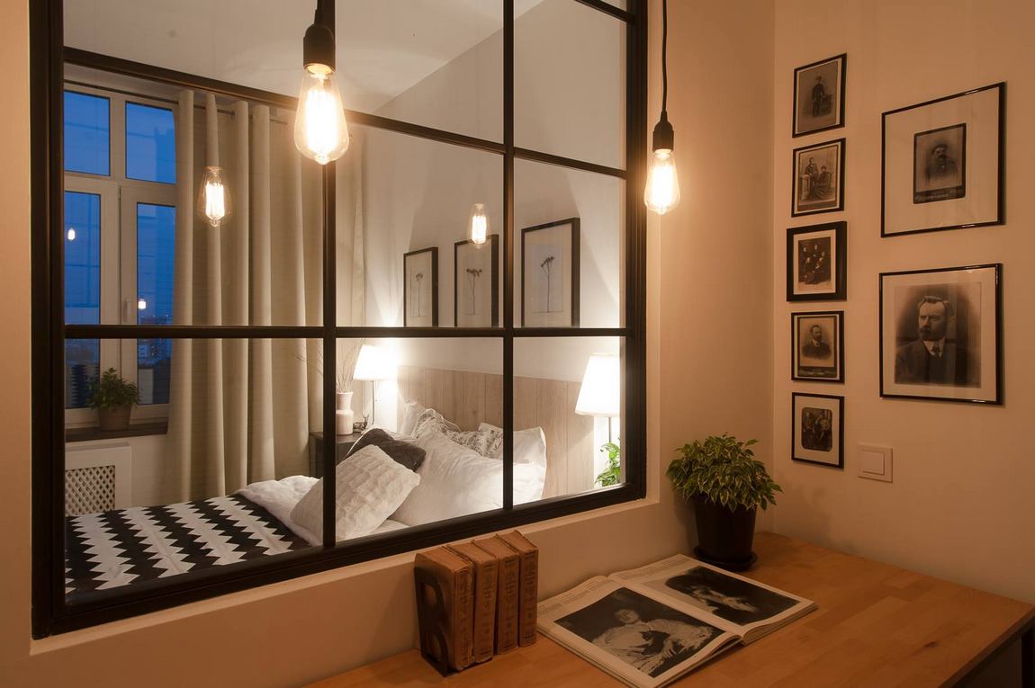 Másfél szobás lakás szolid, egyszerű berendezése, világos, természetes hangulatú dekorációval