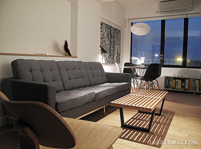 Kis 35nm-es lakás átszervezett terekkel és falakkal, hangulatos terasszal - nappali 1