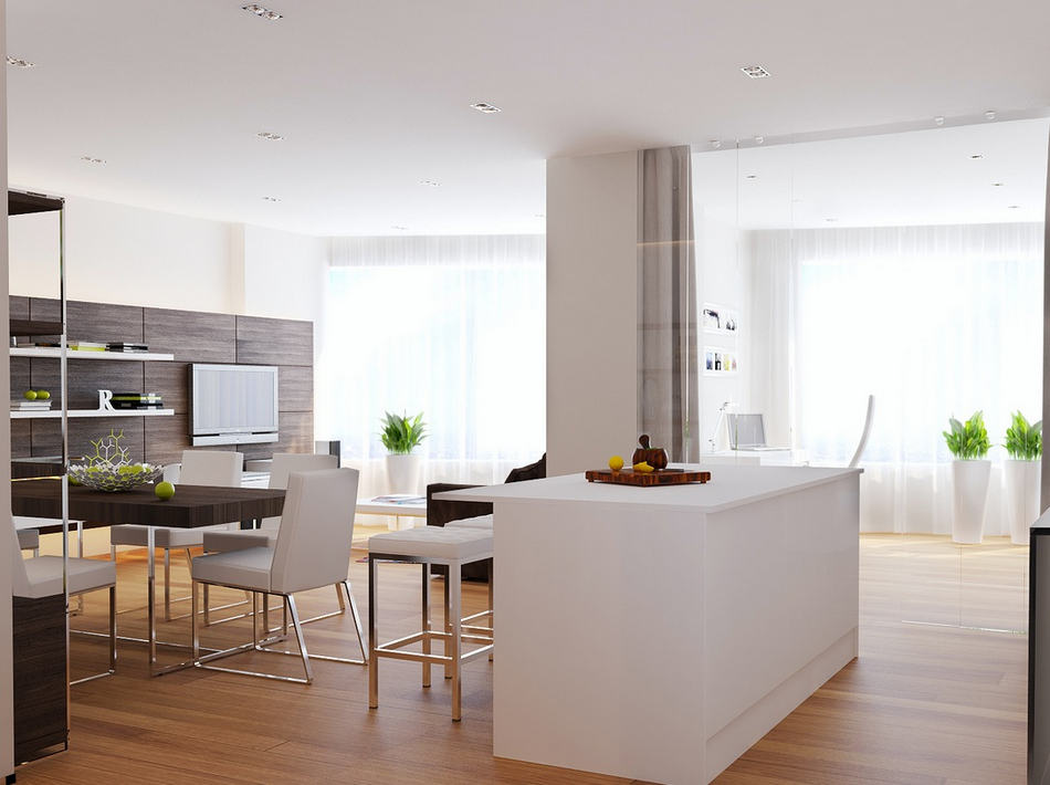 konyhasziget - Stílusosan, egyszerű vonalakkal - modern lakás lakberendezési látványtervei 2