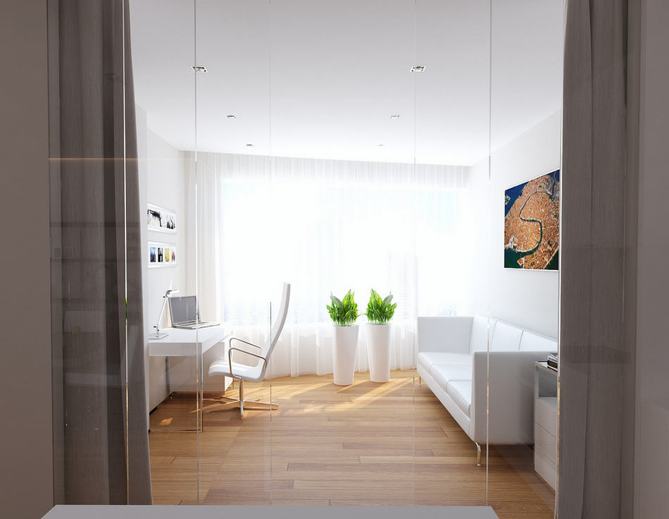 otthoni munkahely - Stílusosan, egyszerű vonalakkal - modern lakás lakberendezési látványtervei 2