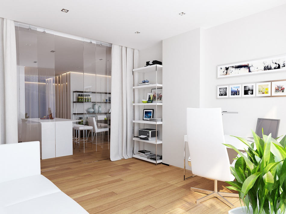 dolgozószoba - Stílusosan, egyszerű vonalakkal - modern lakás lakberendezési látványtervei 2