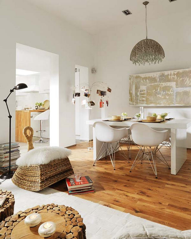 nappali és étkező - Egy szép nőies és természetes modern lakás finoman rusztikus részletekkel 4