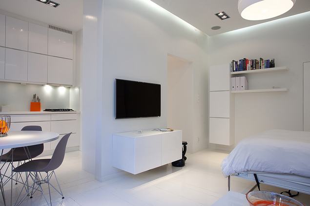 36nm, egy szoba - rendezett, modern élettér kialakítása kis lakásban 1