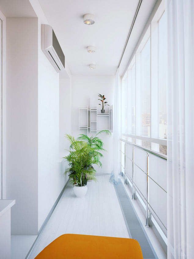 Modern kis lakás látványtervei gyönyörűen kidolgozva - beépített erkély