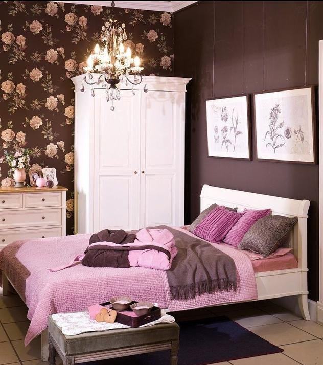 Lányos pink és csokoládébarna hálószoba design