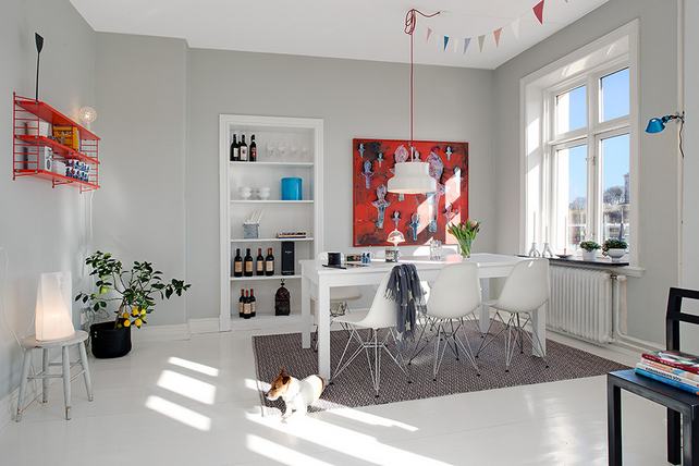 Szürke falak, fehér padló - modern skandináv lakberendezés egy polgári házban 1