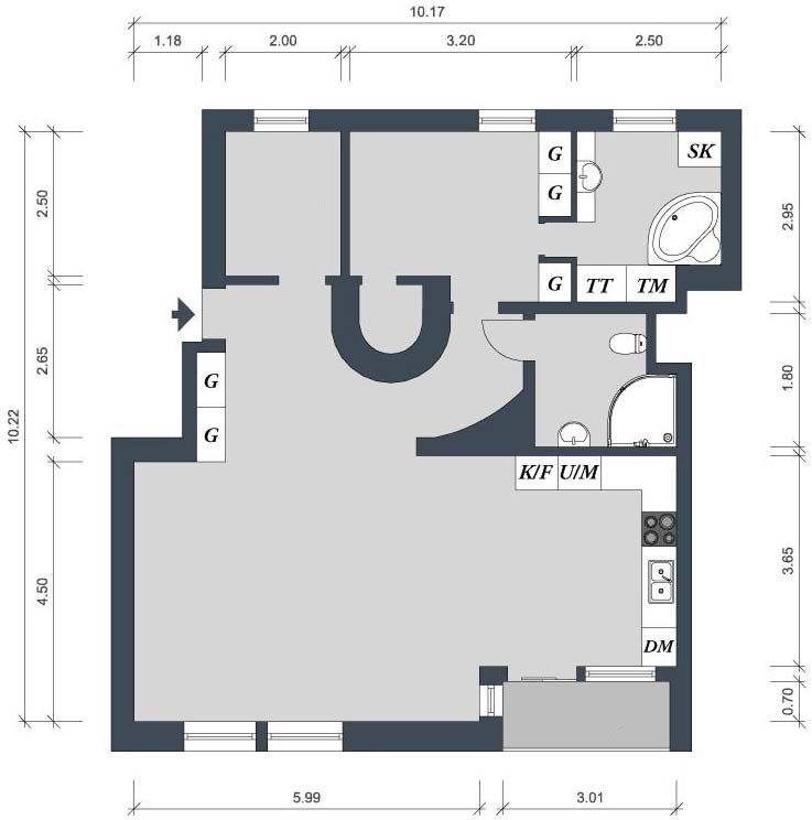 Alaprajz - Teraszos tetőtéri lakás - otthonos skandináv lakberendezés 82nm-en