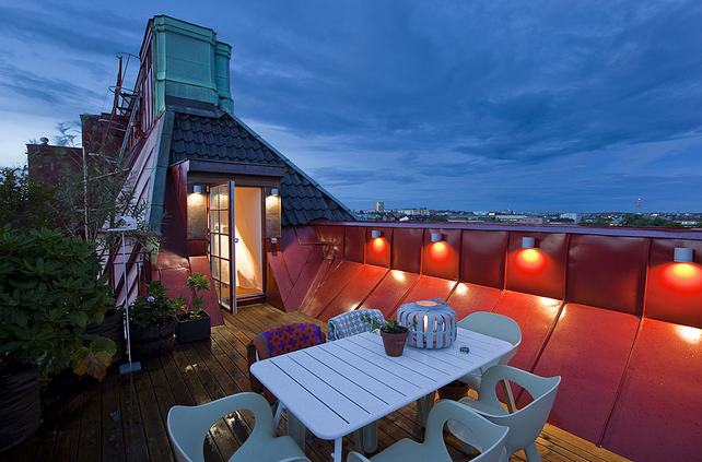 Lakberendezési ötletek modern otthonok - Többszintes penthouse lakás hangulatos tetőtéri terasszal