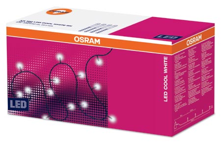 Az Osram fénydekorációs eszközei; a hidegfehér (cw) és melegfehér (ww) LED füzér, a színes és színváltós LED füzér