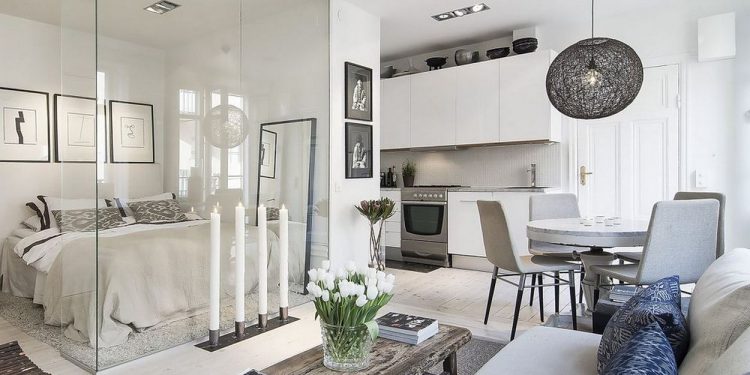 Modern, elegáns, otthonos berendezés egy hangulatosan kialakított kis 34m2-es lakásban