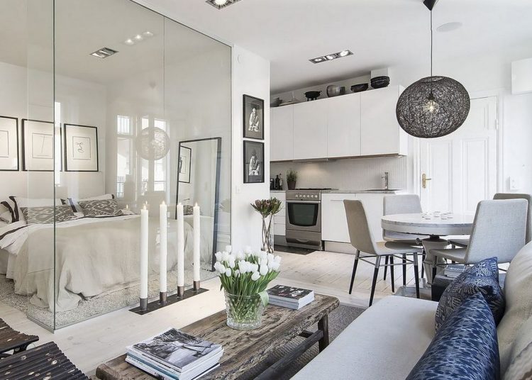 Modern, elegáns, otthonos berendezés egy hangulatosan kialakított kis 34m2-es lakásban