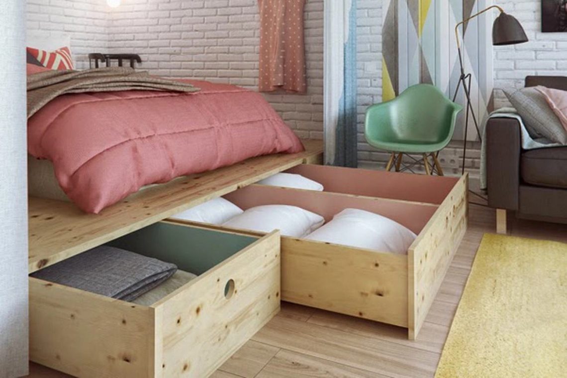 Sok lakberendezési ötlet 45m2-en – praktikus helykihasználás és színes dekoráció