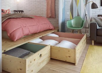 Sok lakberendezési ötlet 45m2-en – praktikus helykihasználás és színes dekoráció