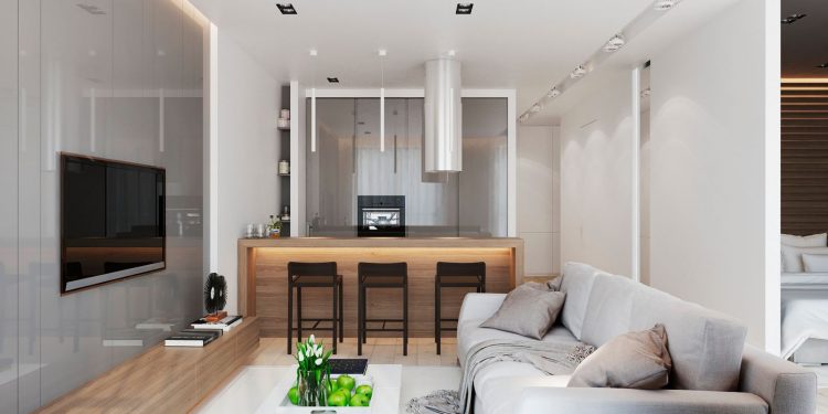 50m2-es modern lakás minimál lakberendezéssel - pár otthona nyitott térrel, elkülönített háló zónával