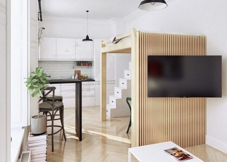 Diák funkcionális, egyszerűen és olcsón berendezett 30m2-es kis lakása