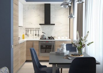 45m2, két szoba – kék árnyalatok, nappali és konyha L alakú térben, nagy előszoba, kényelmes háló, tükörfal