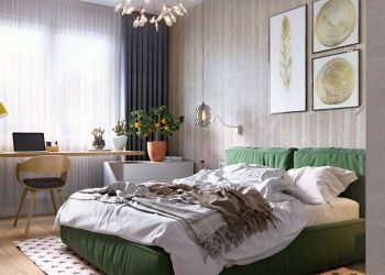 Könnyed, meleg és funkcionális lakberendezés 61m2-en - egyszerű és praktikus megoldások, zöld kanapé, üvegfal