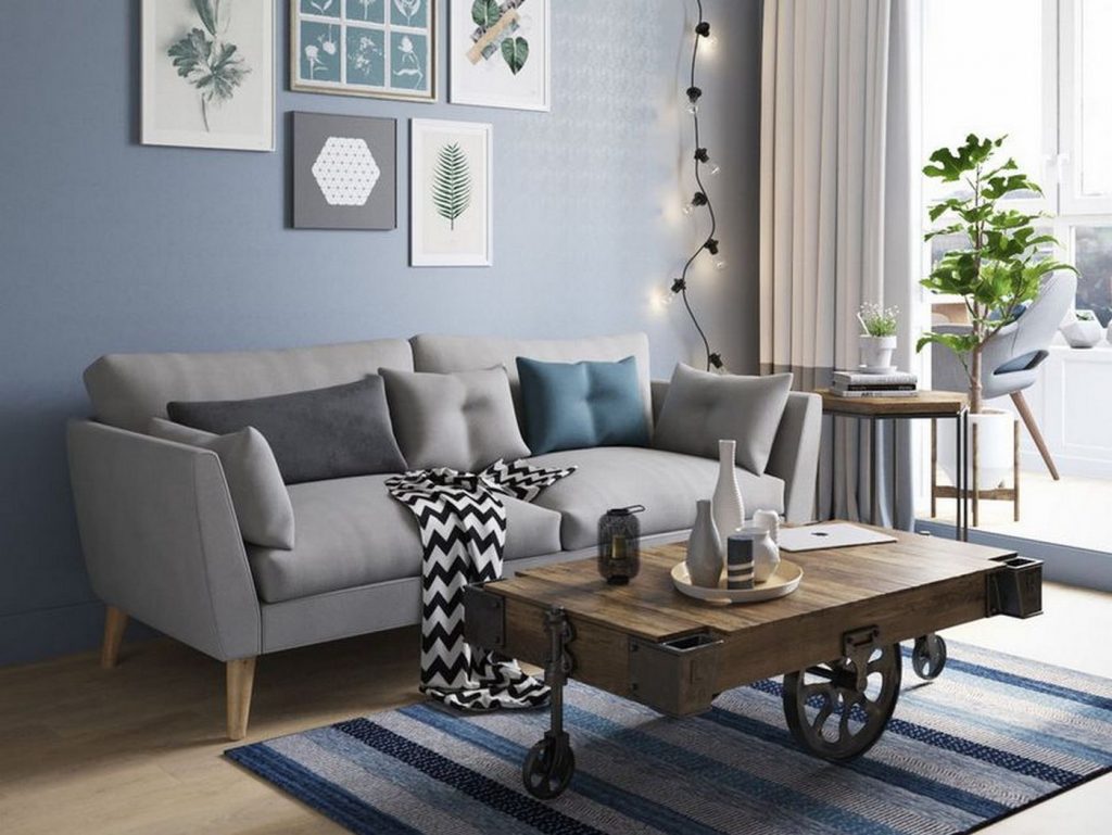 Szép kék, szürke, fehér színek harmóniája egy természetes hangulatú és elegáns 97m2-es kétszintes lakásban