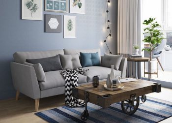 Szép kék, szürke, fehér színek harmóniája egy természetes hangulatú és elegáns 97m2-es kétszintes lakásban