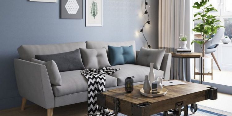 Szép kék, szürke, fehér színek harmóniája egy természetes hangulatú és elegáns 97m2-es kétszintes lakásban
