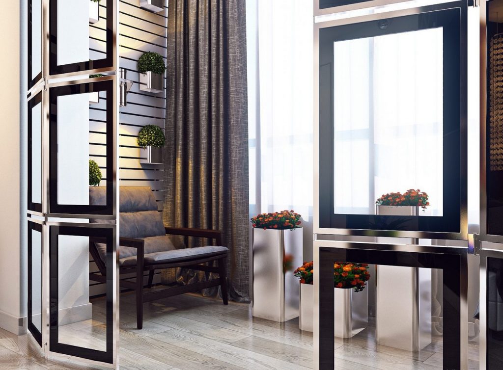 Elegáns hálószoba kontrasztos árnyalatokkal, beépített erkéllyel Elegáns hálószoba kontrasztos árnyalatokkal, beépített erkéllyel