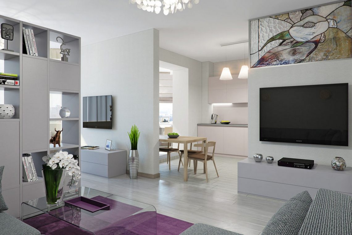 62m2 ugyan elég több szobához, de ha csak egy oldalon vannak ablakok, ügyes, nyitott térszervezésre van szükség - fiatal pár modern lakása