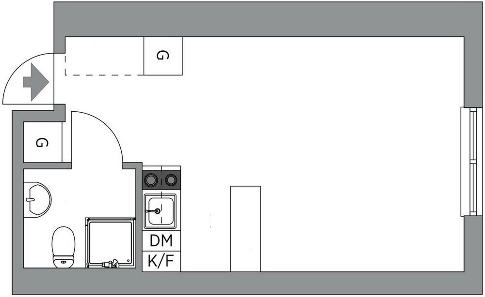 Alaprajz - Egy személynek otthonosan, kényelmesen berendezett 29m2-es mini lakás - kitűnően tervezett funkcionális, élhető tér egy szobával