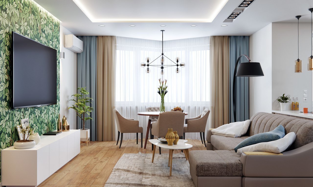 Fiatalos, világos családi fészek gyerekszobával, tágas közösségi térrel, természetes, modern hangulattal, mintás tapéta, fa