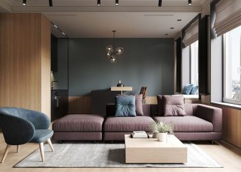 Modern, férfias lakberendezés, hangulatos színpaletta 66m2-en, békés sötétzöld és természetes, világos fa felületek