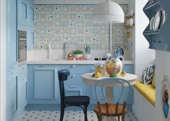 Anya és lánya 43m2-en - háló, gyerekszoba, külön konyha és a lakás központjában egy kis nappali - sok világoskék, ügyes helykihasználás