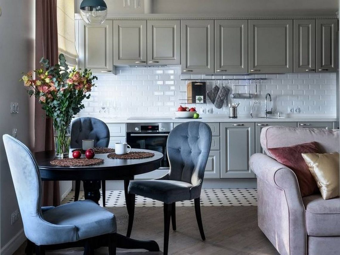 Remek színek, otthonos, elegáns berendezés 66m2-en - új ingatlan üres, falak nélküli teréből háromszobás lakás, stílusosan