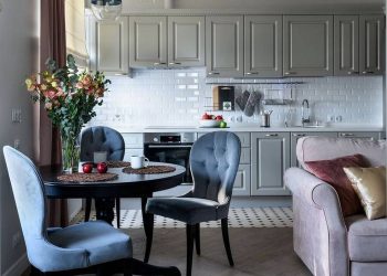 Remek színek, otthonos, elegáns berendezés 66m2-en - új ingatlan üres, falak nélküli teréből háromszobás lakás, stílusosan